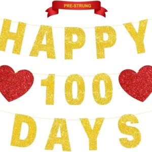Gold Glitter 100 Days Banner Decoration