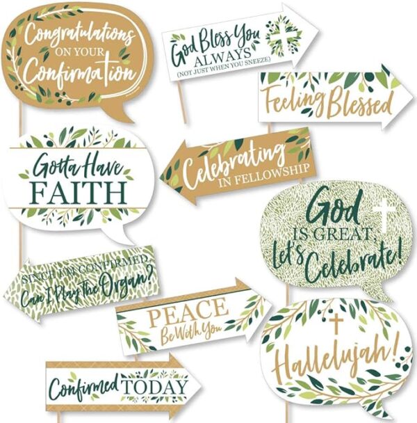 10pcs Funny Confirmation Cross Photo Booth Props Kit