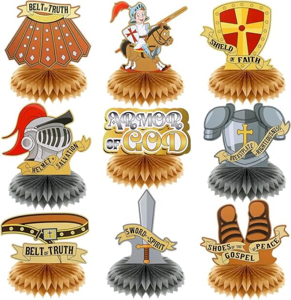 Armor of God Honeycomb Centerpieces with Bible Verses