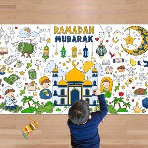 Ramadan Giant Coloring Poster Tablecloth for Kids Crafts and Party Decor