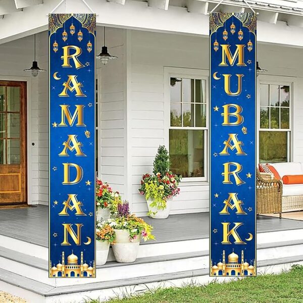 Ramadan Mubarak Eid Kareem Welcome Banner for Indoor Outdoor Decor