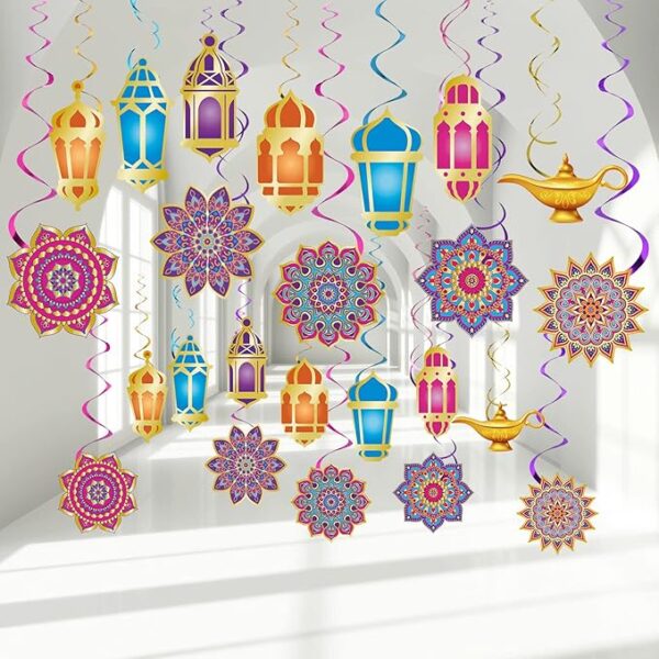 52pcs Ramadan Mubarak Hanging Swirls Party Decorations