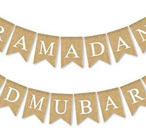 Burlap Ramadan Eid Mubarak Banner for Fireplace Decoration