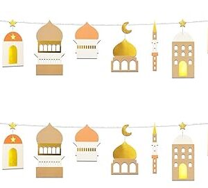 Eid Mubarak Garland 8ft Ramadan Party Decoration White Gold Orange