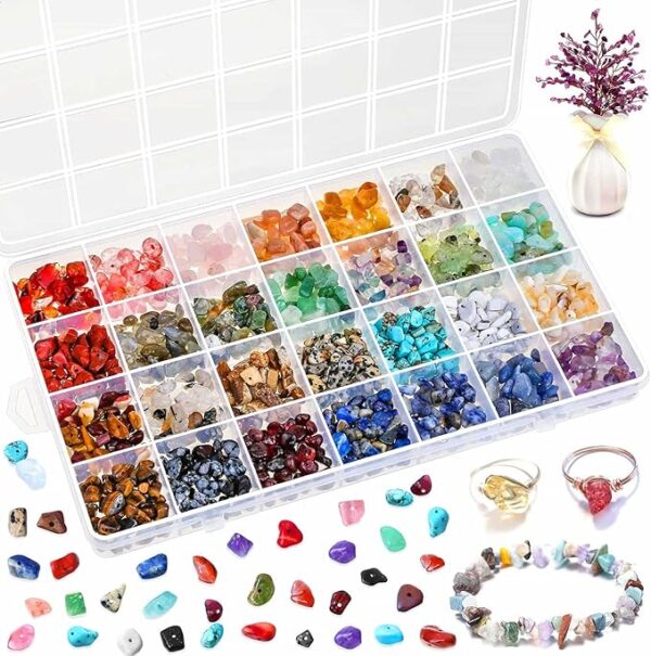 Crystal Chip Beads Kit, 28 Colors Gemstones for Jewelry Making